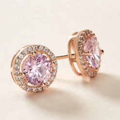 Histoire d'Or Boucles D'oreilles Puces Rio Argent Rose Oxyde