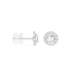 Boucles D'oreilles Puces Rosalie Or Blanc Oxyde De Zirconium-Histoire d'Or Online