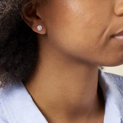 Boucles D'oreilles Puces Rosalie Or Blanc Oxyde De Zirconium-Histoire d'Or Online