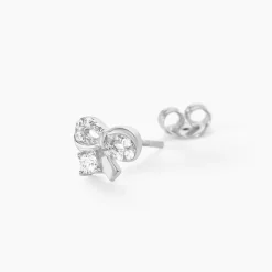 Boucles D'oreilles Puces Suna Argent Blanc Oxyde De Zirconium-Histoire d'Or