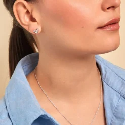 Boucles D'oreilles Puces Suna Argent Blanc Oxyde De Zirconium-Histoire d'Or