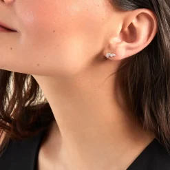 Boucles D'oreilles Puces Siona Plaque Or Jaune Oxyde De Zirconium-Histoire d'Or Hot