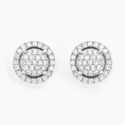 Histoire d'Or Boucles D'oreilles Puces Soleil D'hiver Or Blanc Diamant