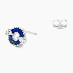 Boucles D'oreilles Puces Serafine Argent Lapis Lazuli Oxyde-Histoire d'Or Sale