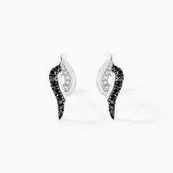 Boucles D'oreilles Puces Sculptural Or Blanc Diamant-Histoire d'Or Sale