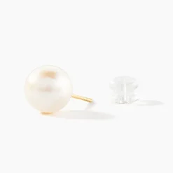 Boucles D'oreilles Puces Suki Or Jaune Perle De Culture-Histoire d'Or New