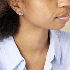 Histoire d'Or Boucles D'oreilles Puces Shainy Argent Blanc