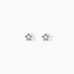 Boucles D'oreilles Puces Saya Argent Blanc Oxyde De Zirconium-Histoire d'Or Sale