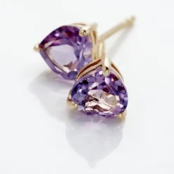 Boucles D'oreilles Puces Salona Or Jaune Amethyste Violet-Histoire d'Or Outlet