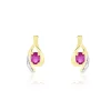 Boucles D'oreilles Puces Sagesse Or Jaune Rubis Et Diamant-Histoire d'Or
