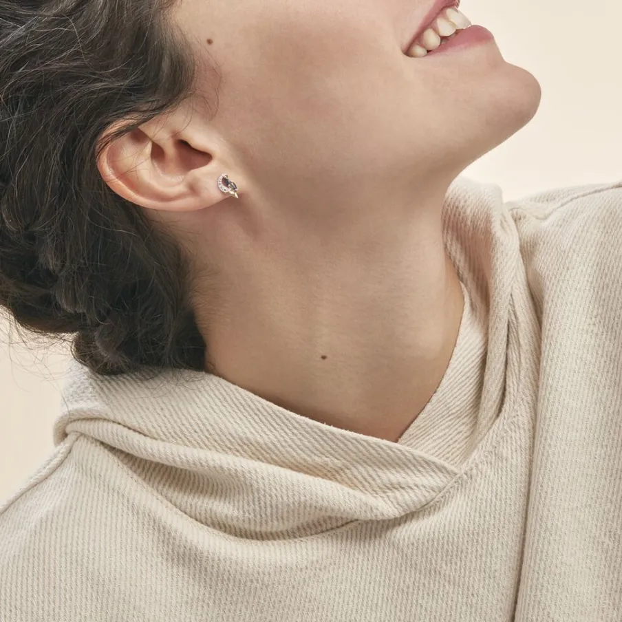 Histoire d'Or Boucles D'oreilles Puces Sakina Et Diamant Et Divers