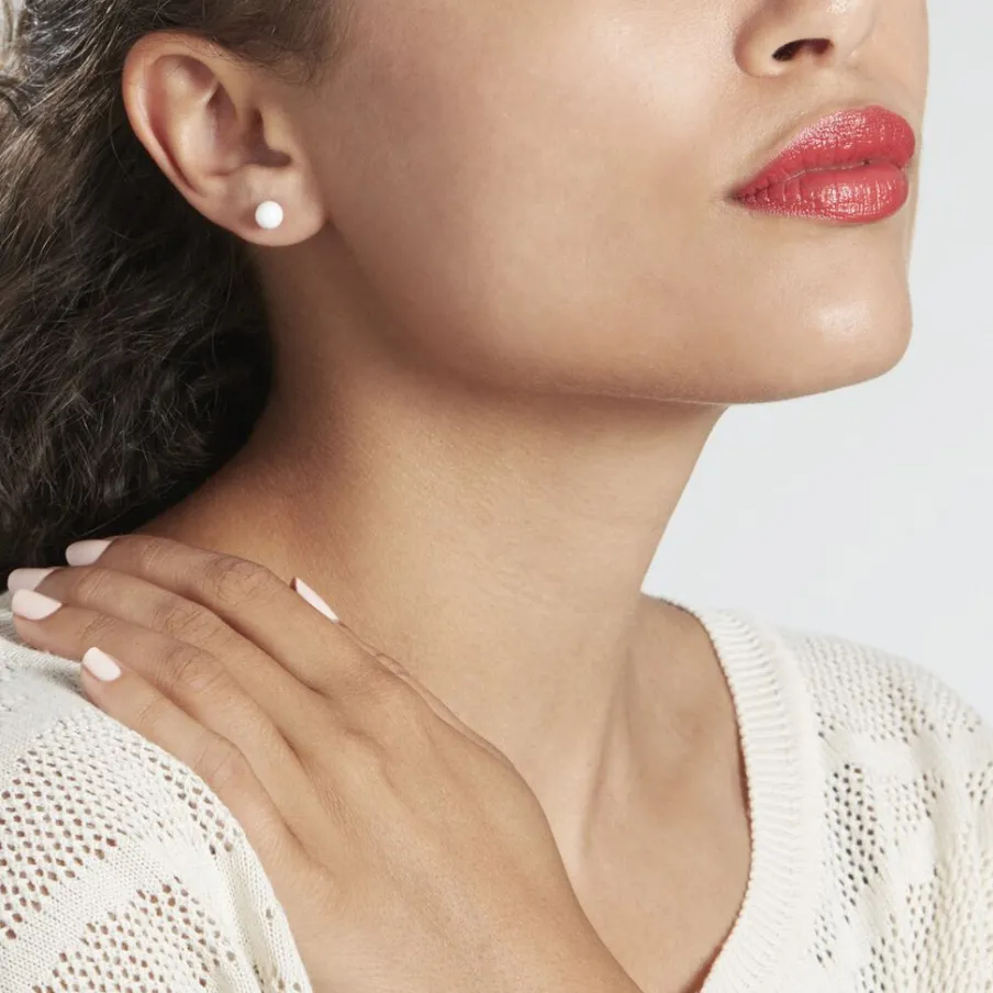 Histoire d'Or Boucles D'oreilles Puces Solene Argent Blanc Céramique