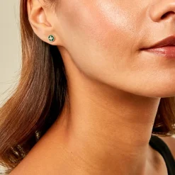 Boucles D'Oreilles Puces Talisman Or Jaune Malachite Diamant-Histoire d'Or Best