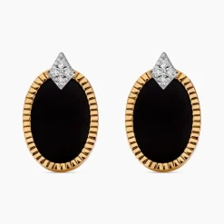 Boucles D'oreilles Puces Tahina Or Jaune Onyx Diamant-Histoire d'Or Online
