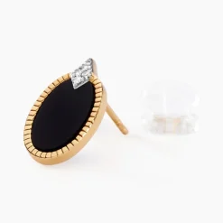Boucles D'oreilles Puces Tahina Or Jaune Onyx Diamant-Histoire d'Or Online