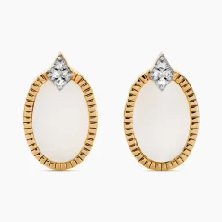 Histoire d'Or Boucles D'oreilles Puces Tahina Or Jaune Nacre Diamant
