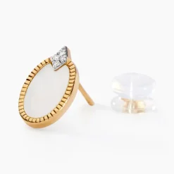 Histoire d'Or Boucles D'oreilles Puces Tahina Or Jaune Nacre Diamant