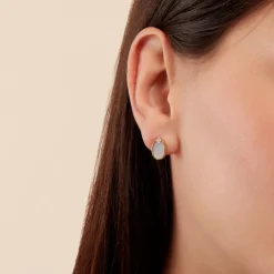 Histoire d'Or Boucles D'oreilles Puces Tahina Or Jaune Nacre Diamant