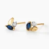 Boucles D'oreilles Puces Tameka Or Bicolore Saphir Diamant-Histoire d'Or