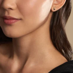 Boucles D'oreilles Puces Tameka Or Bicolore Saphir Diamant-Histoire d'Or