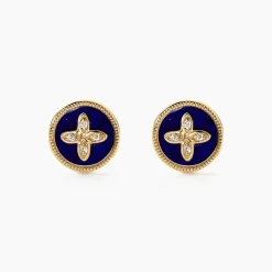 Histoire d'Or Boucles D'oreilles Puces Talisman Or Jaune Lapis Lazuli Diamant