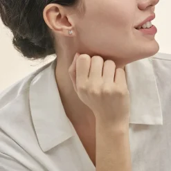 Histoire d'Or Boucles D'oreilles Puces Tya Or Blanc Topaze Et Oxyde De Zirconium