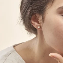 Histoire d'Or Boucles D'oreilles Puces Valliamee Diamante Or Jaune Perle De Culture