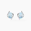 Histoire d'Or Boucles D'oreilles Puces Vrille Ovale Or Blanc Topaze