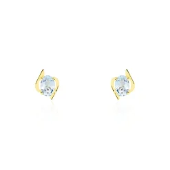 Histoire d'Or Boucles D'oreilles Puces Vrille Ovale Or Jaune Topaze