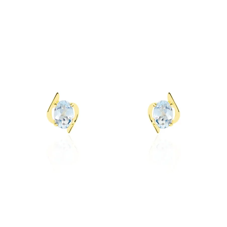 Histoire d'Or Boucles D'oreilles Puces Vrille Ovale Or Jaune Topaze