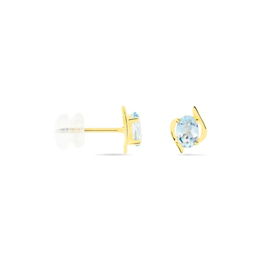 Histoire d'Or Boucles D'oreilles Puces Vrille Ovale Or Jaune Topaze
