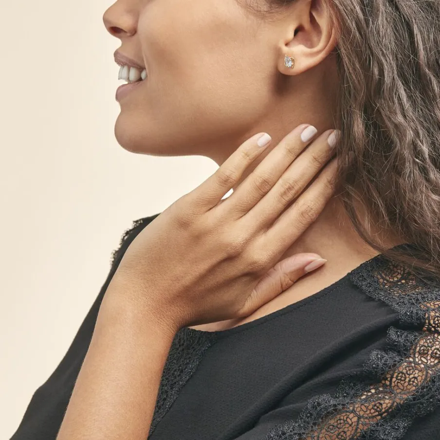 Histoire d'Or Boucles D'oreilles Puces Vrille Ovale Or Jaune Topaze