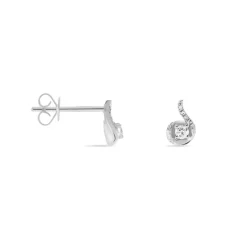 Boucles D'oreilles Puces Vrille Accompagnee Or Blanc Diamant-Histoire d'Or Sale