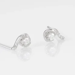 Boucles D'oreilles Puces Vrille Accompagnee Or Blanc Diamant-Histoire d'Or Sale