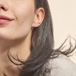 Boucles D'oreilles Puces Vrille Accompagnee Or Blanc Diamant-Histoire d'Or Sale