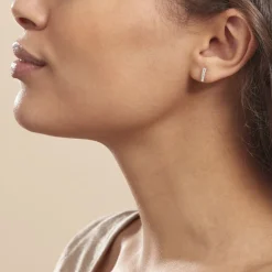 Histoire d'Or Boucles D'oreilles Puces Youssa Barrettes Or Jaune Strass