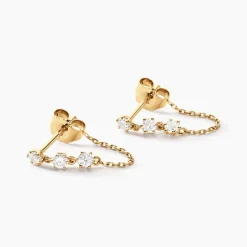 Boucles D'oreilles Puces Yale Or Jaune Diamant Synthétique-Histoire d'Or Sale