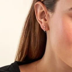 Boucles D'oreilles Puces Yale Or Jaune Diamant Synthétique-Histoire d'Or Sale