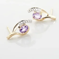 Boucles D'oreilles Sagesse Or Jaune Amethyste Oxyde-Histoire d'Or Hot