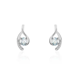 Histoire d'Or Boucles D'oreilles Sagesse Or Blanc Topaze Oxyde
