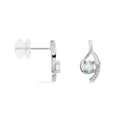 Histoire d'Or Boucles D'oreilles Sagesse Or Blanc Topaze Oxyde