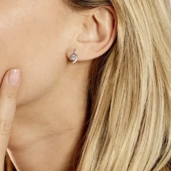 Histoire d'Or Boucles D'oreilles Sagesse Or Blanc Topaze Oxyde