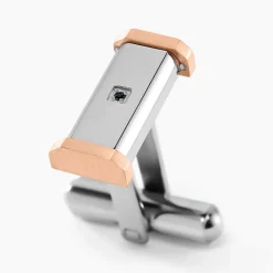 Boutons De Manchettes Dax Acier Bicolore Oxyde De Zirconium-Histoire d'Or