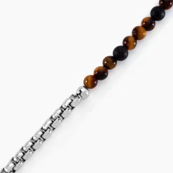 Bracelet Acier Blanc Christiano 艙il De Tigre Onyx-Histoire d'Or New
