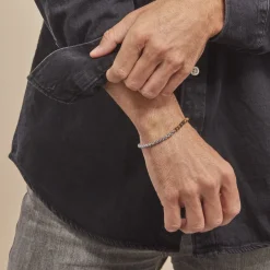 Bracelet Acier Blanc Christiano 艙il De Tigre Onyx-Histoire d'Or New