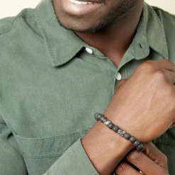 Histoire d'Or Bracelet Acier Blanc Hantz Pierre De Lave