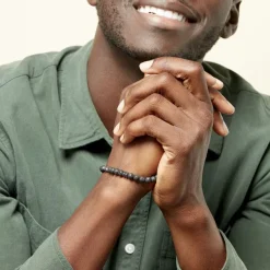 Bracelet Acier Hugueso Agates Noires-Histoire d'Or Hot