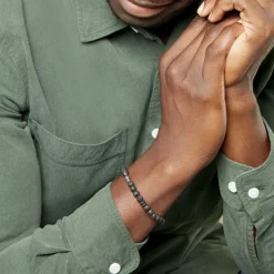 Bracelet Acier Hugueso Agates Noires-Histoire d'Or Hot