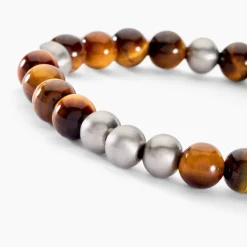 Histoire d'Or Bracelet Adonis Acier Blanc Oeil De Tigre