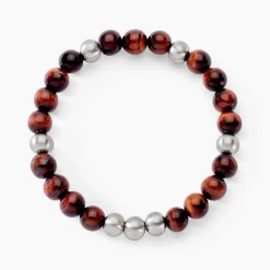 Histoire d'Or Bracelet Adonis Acier Blanc Oeil De Tigre